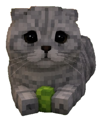 Cube Cat holding the green cube
